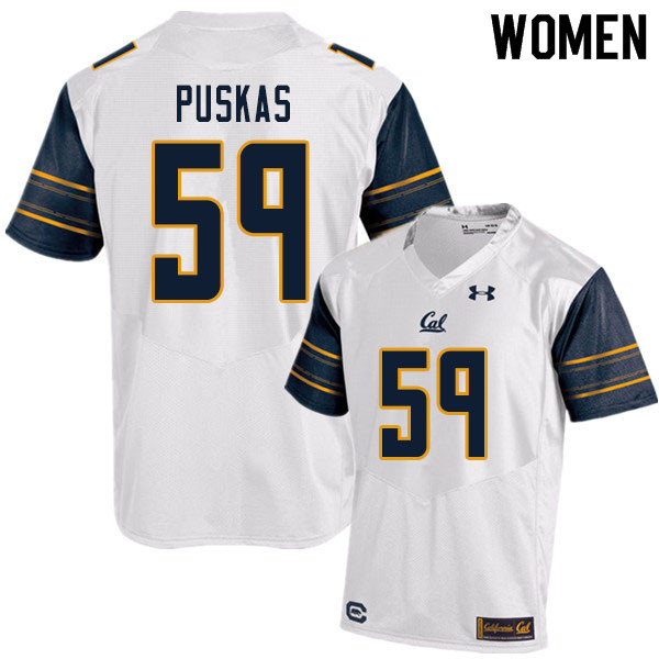 Women #59 Ryan Puskas Cal Bears UA College Football Jerseys Sale-White - Click Image to Close